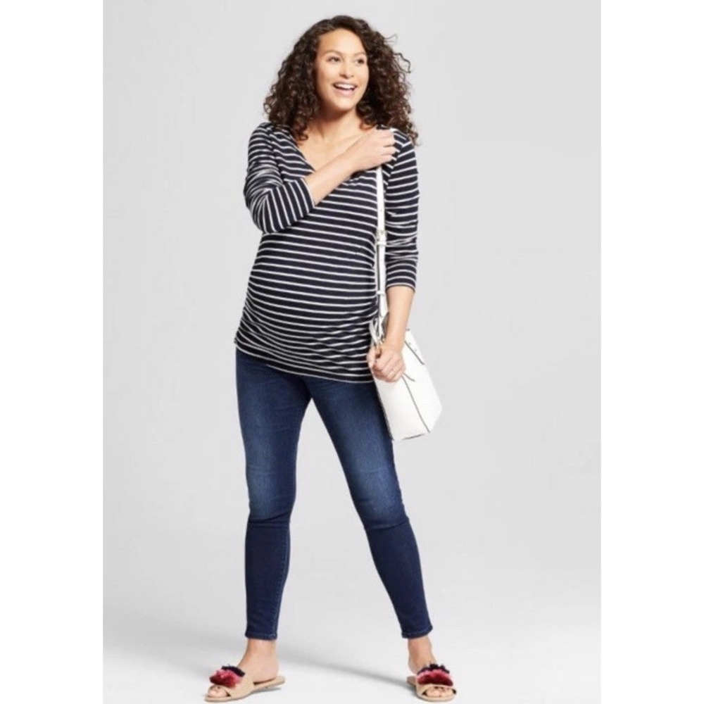 Isabel Maternity Over‎ Belly Skinny Jeans Dark Wash Sz 6 29" Stretch - Picture 4 of 6